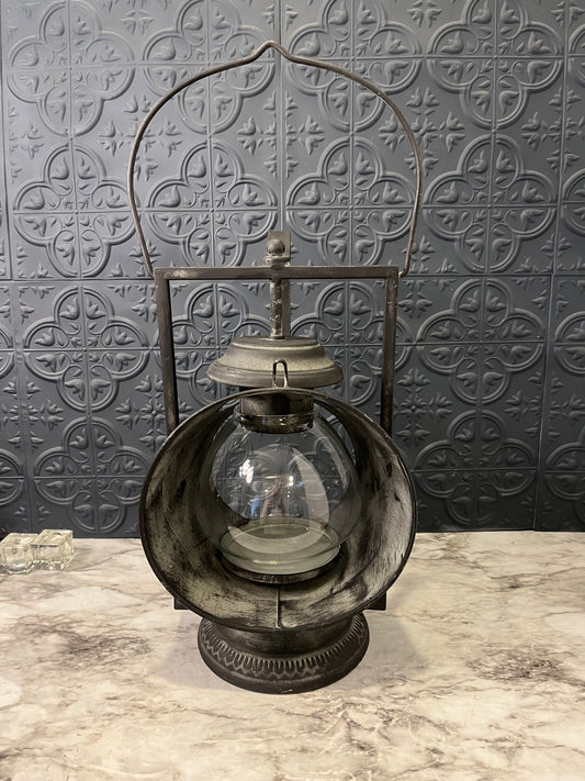 Vintage Style Metal Lantern with Clear Globe