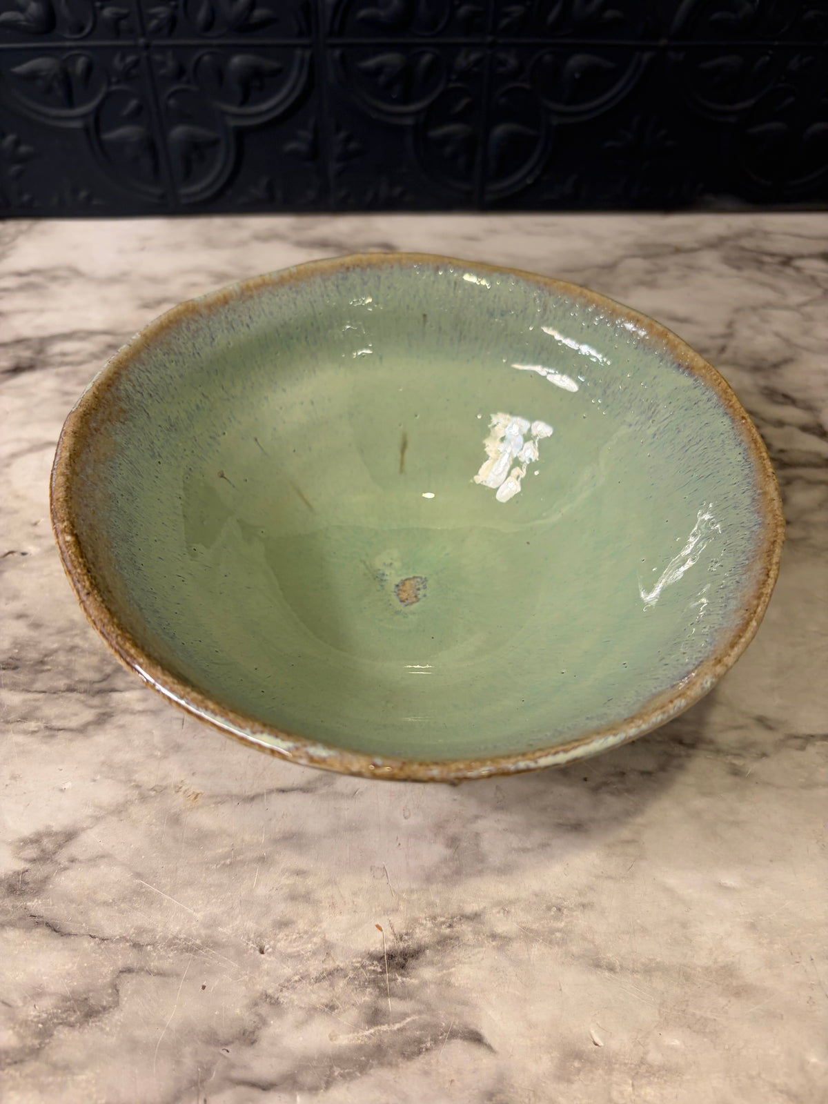 7" Teal and Purple studio pottery bowl