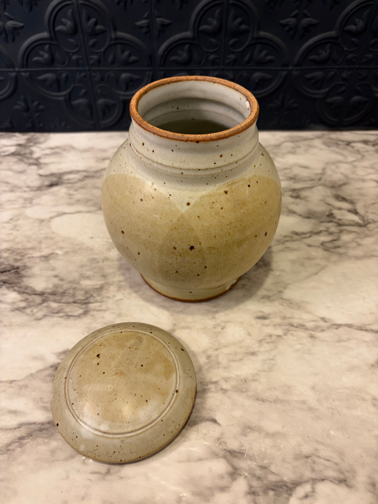 Stoneware Speckled Canister with Lid