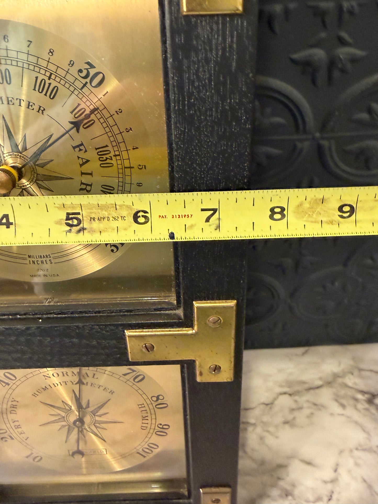 Vintage Springfield Weather Station Black with Brass Detail