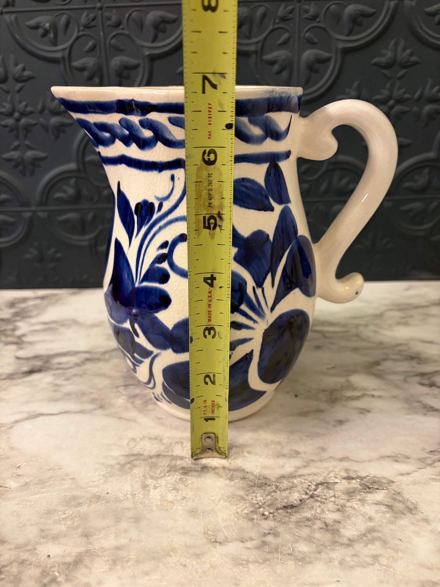 Blue and White hand painted Pitcher