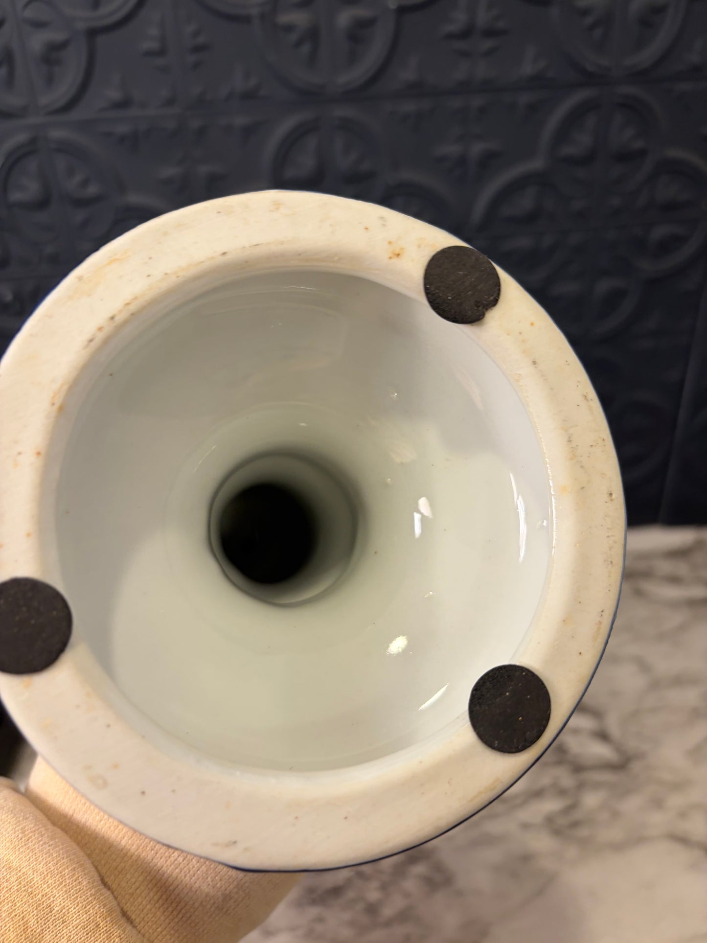 Blue and White Candlestick 11.25"