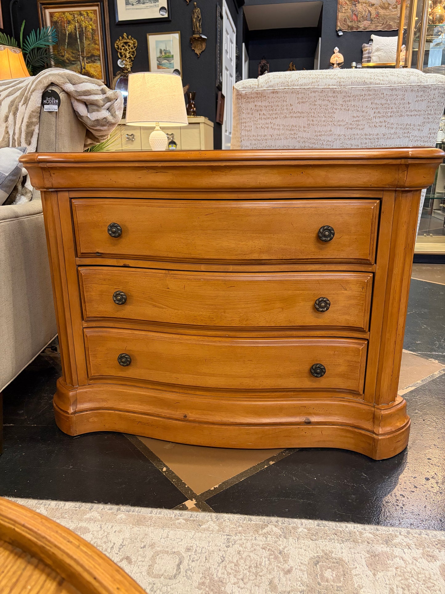 Three Drawer Light Pine Finished Dresser