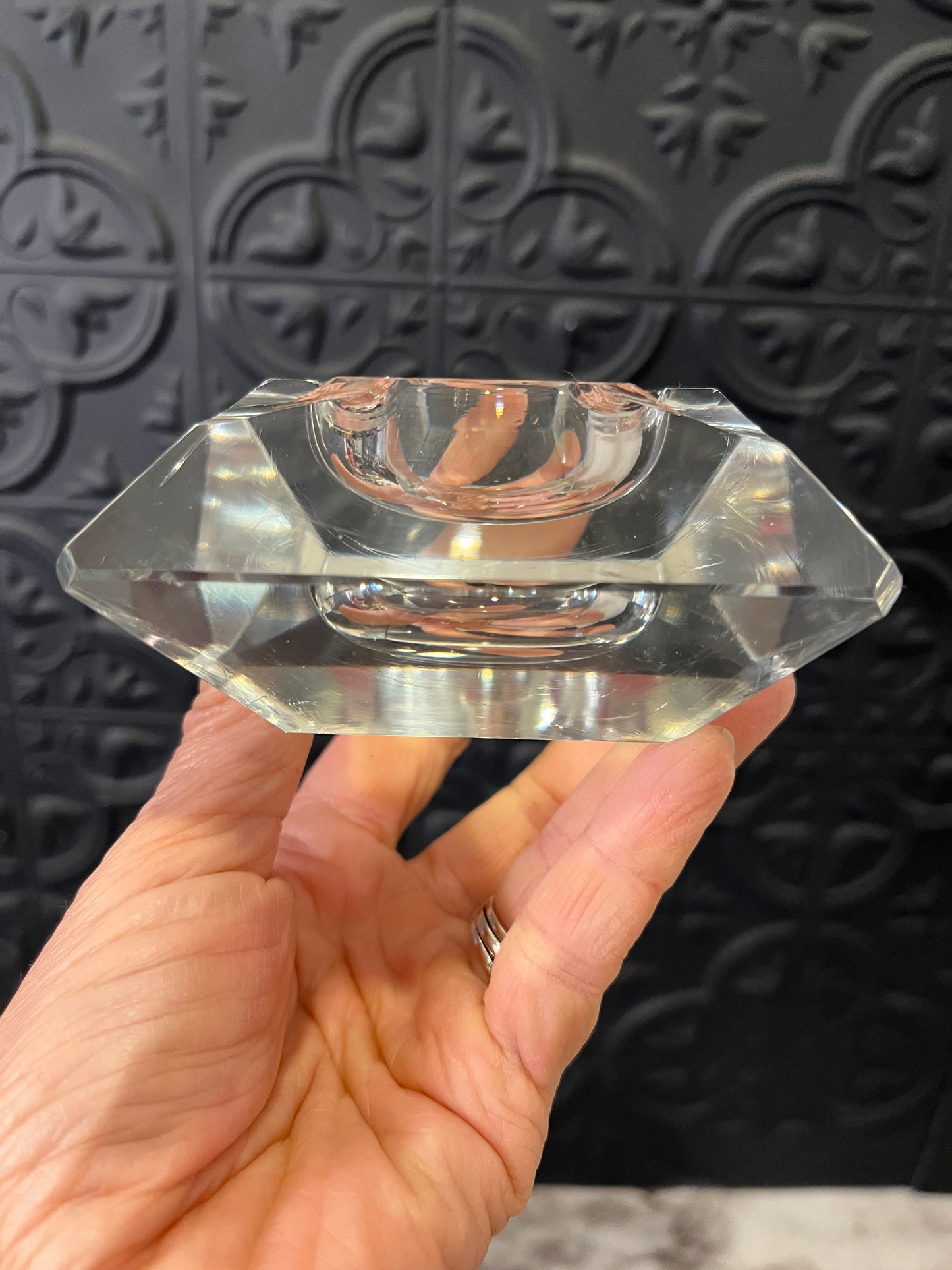Vintage Chunky Glass Ashtray