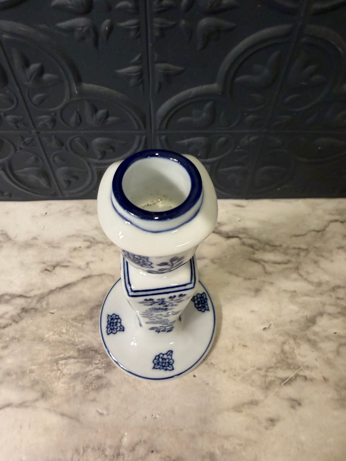 Blue and White Porcelain Grapevine Candle Holder