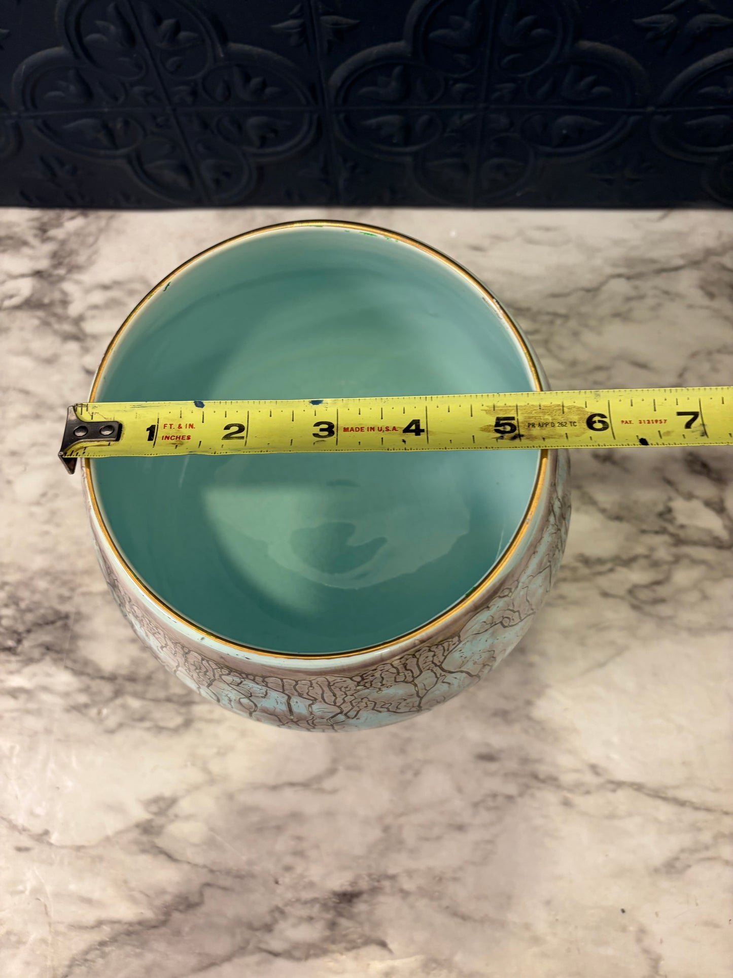 Delft Turquoise and Gold Pedestal Bowl