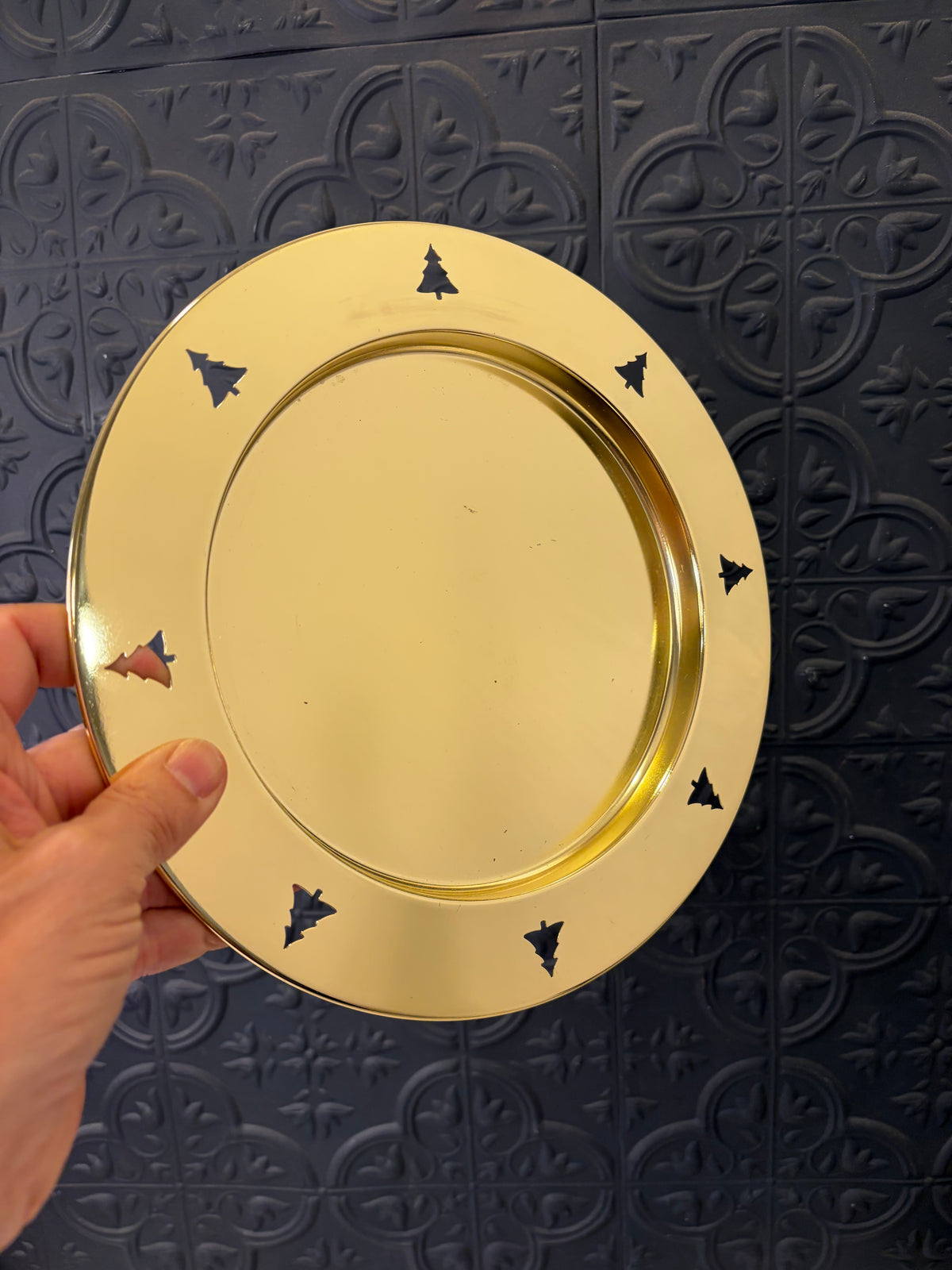 Small Charger with Christmas Tree Cutouts