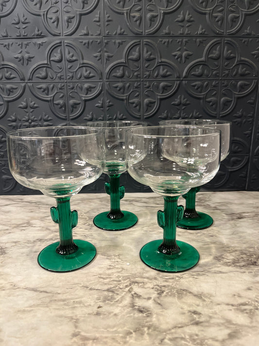 Set of 4 Cactus Stem Margarita Glasses