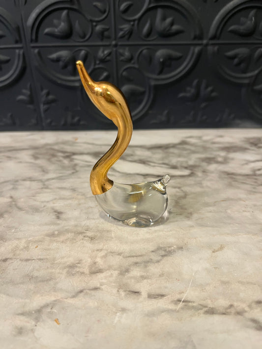 Small Clear Gold Tone Goose