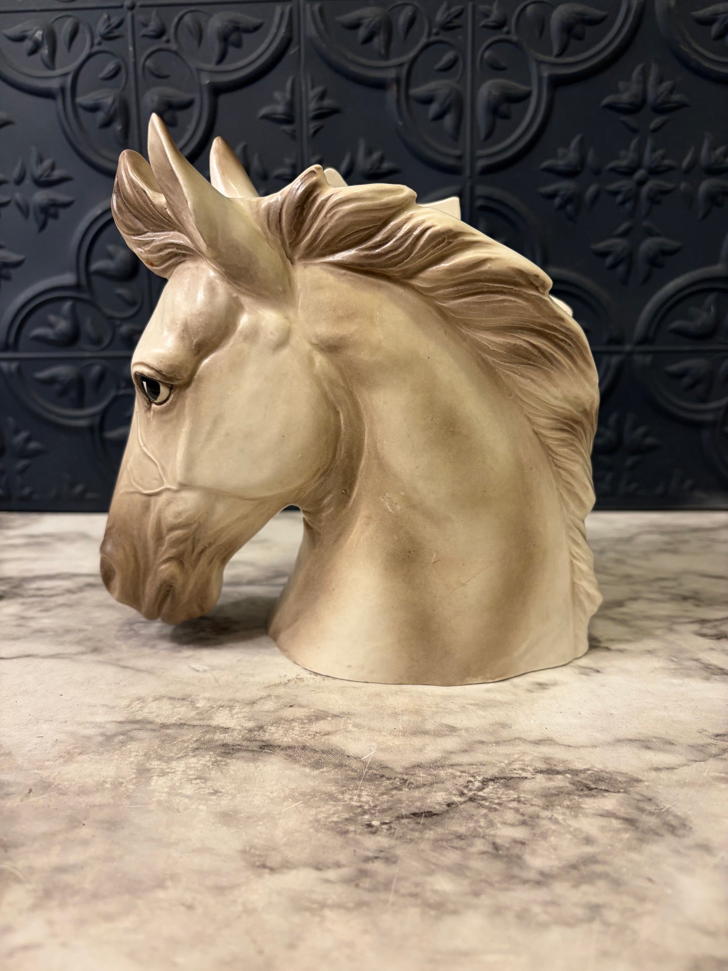Vintage White Horse Head Vase