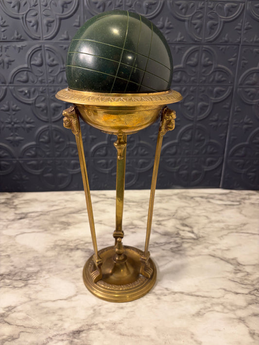 Tall Brass Stand with Green Orb