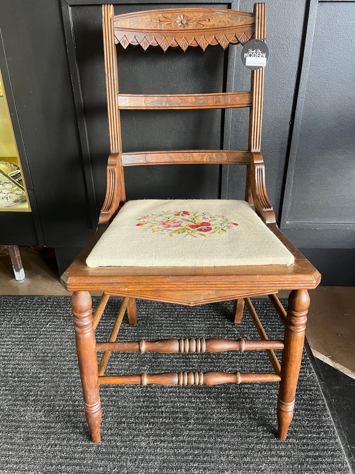 Eastlake Chair with Embroidered Seat