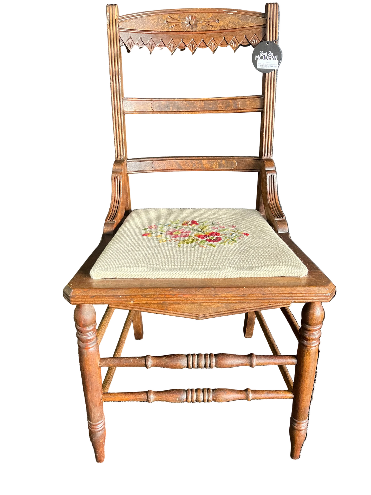 Eastlake Chair with Embroidered Seat