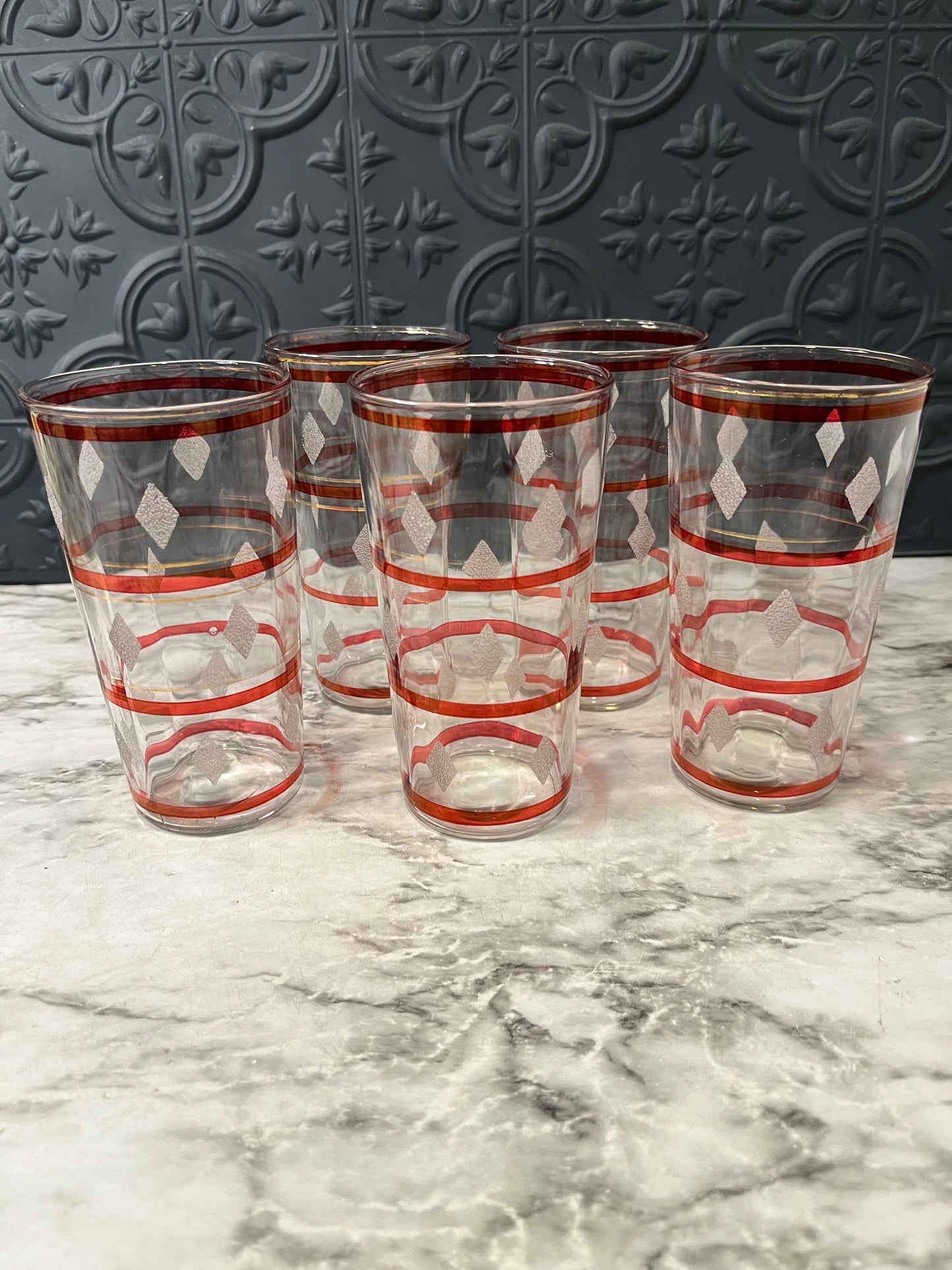 MCM Highball Tumbler in Rhythm Pattern Red set of5