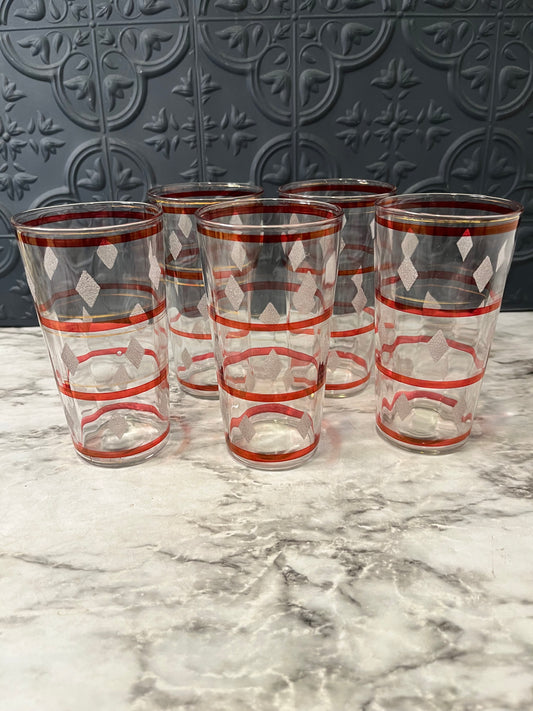 MCM Highball Tumbler in Rhythm Pattern Red set of5