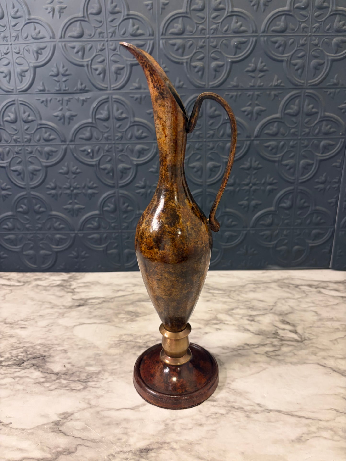 Brown Metal Decorative Skinny Pitcher