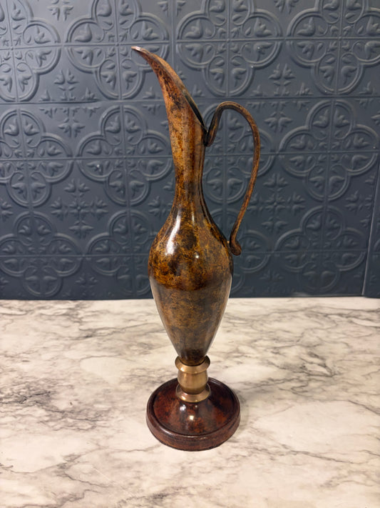 Brown Metal Decorative Skinny Pitcher