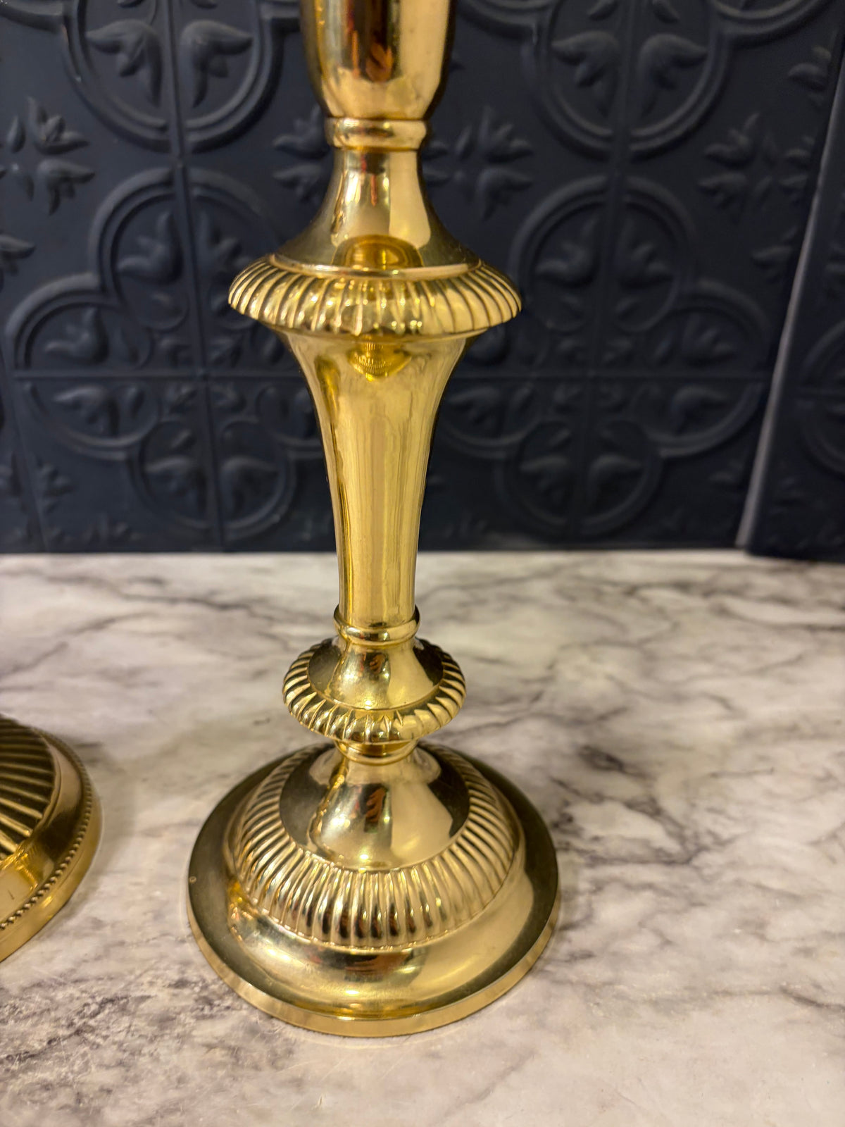 Shiny Brass set of mixed matched candle HOlders with Votive cups