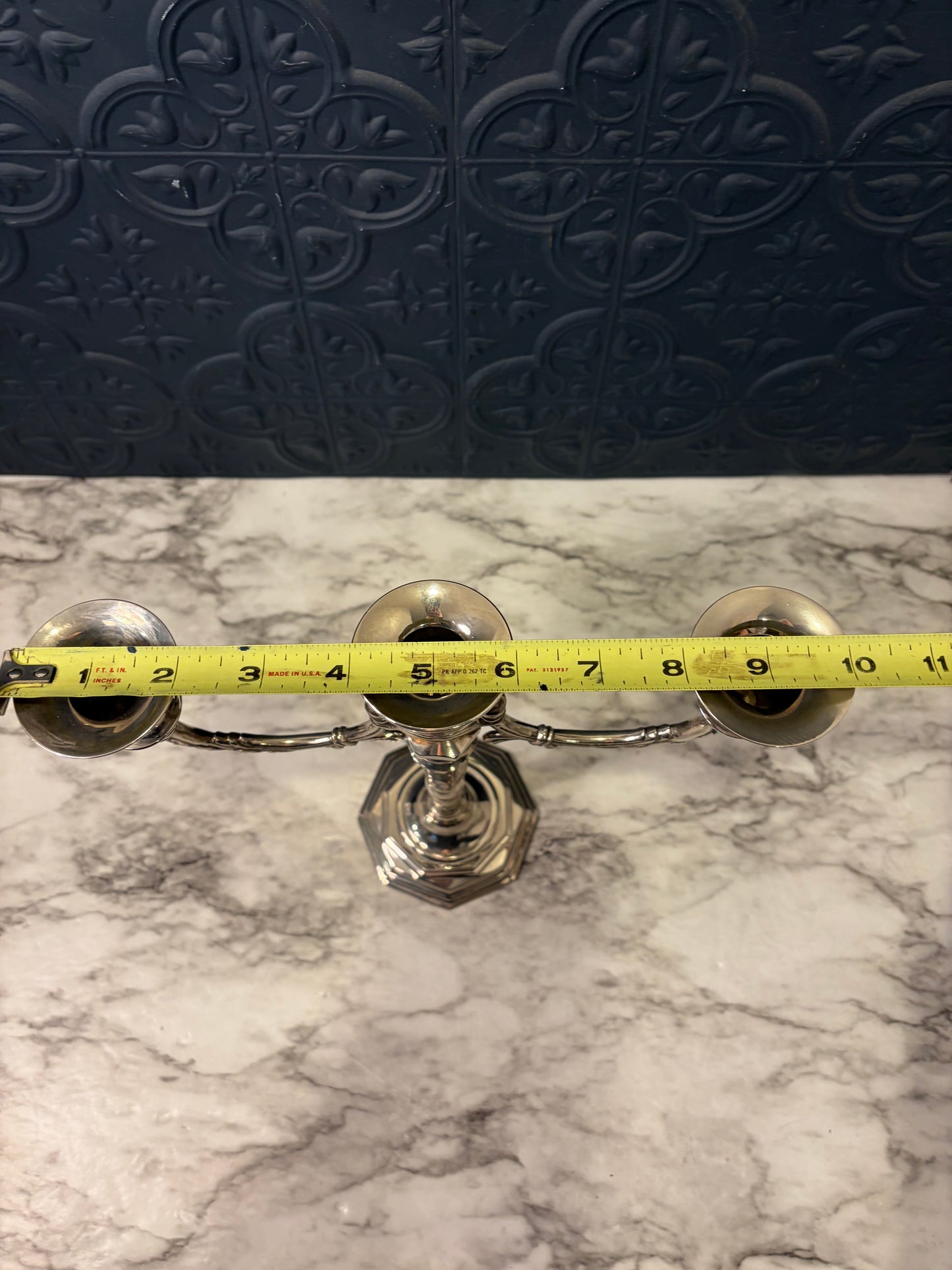 Silver Plate Three Arm Candelabra