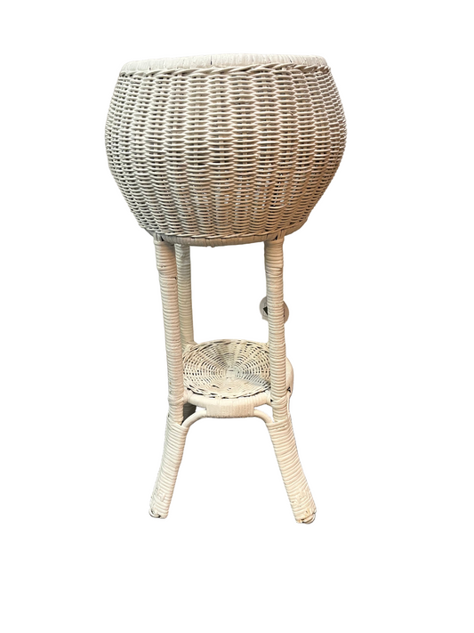 White Wicker Plant Stand