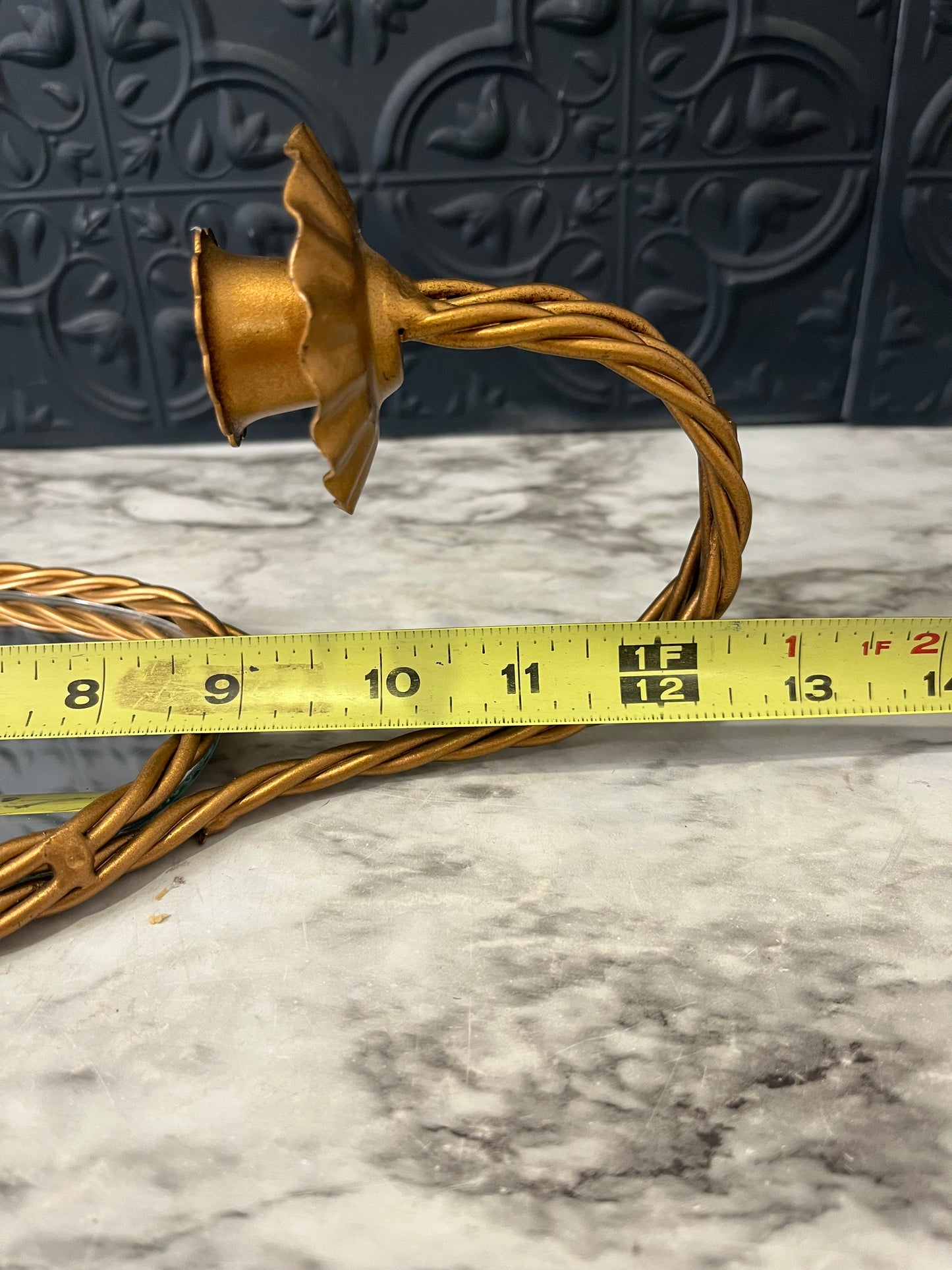 Twisted Gold Candle Sconce with Oval Mirror