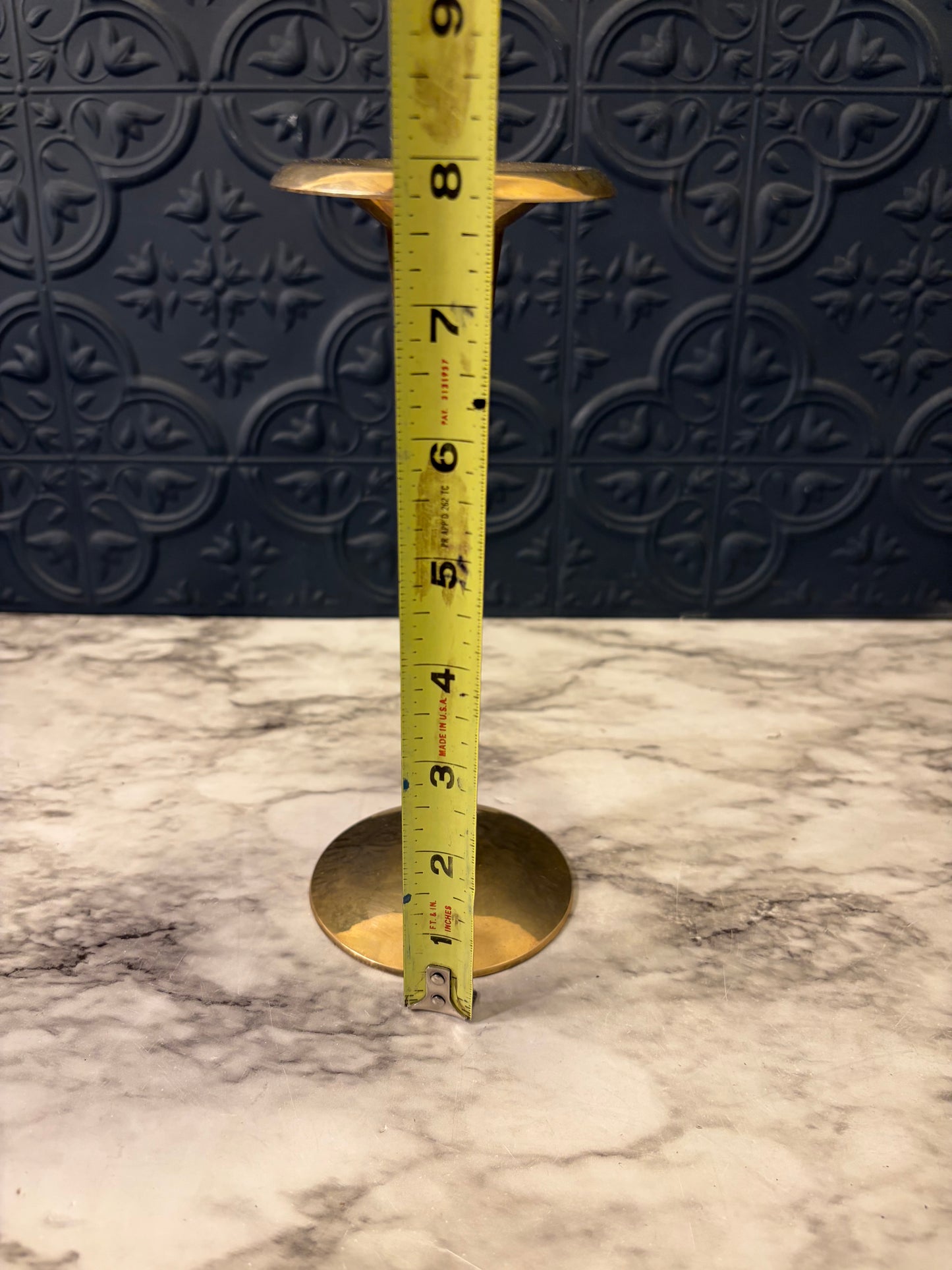 8" brass candle Holder with Black Stem