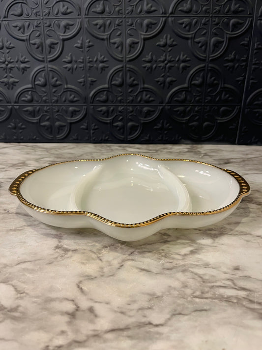 Fire King Milk Glass Divided Dish