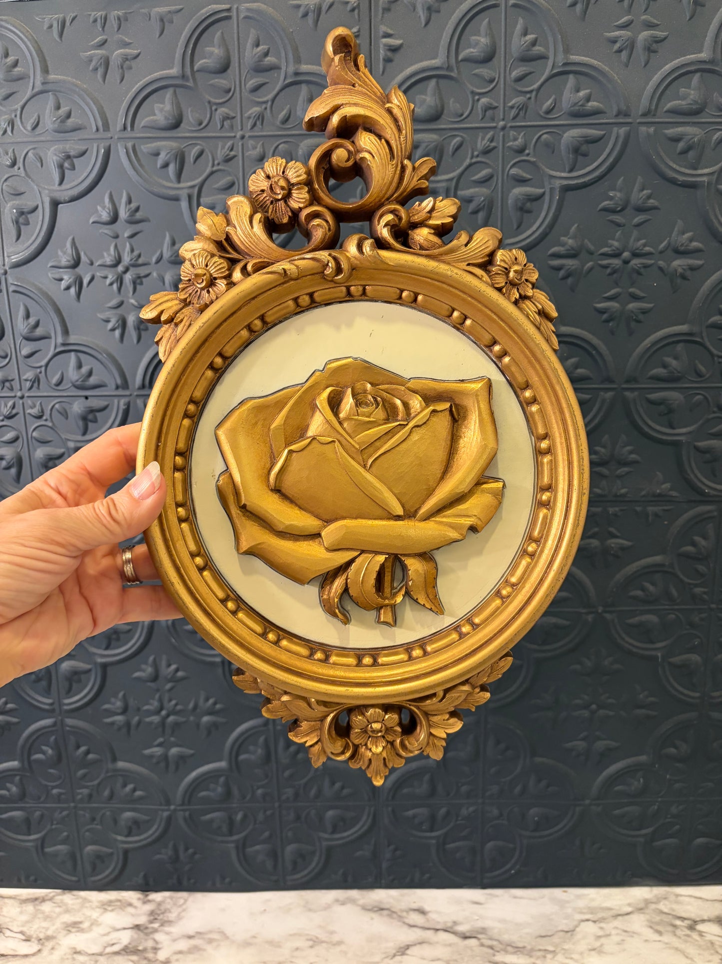 Gold Dart Rose Framed