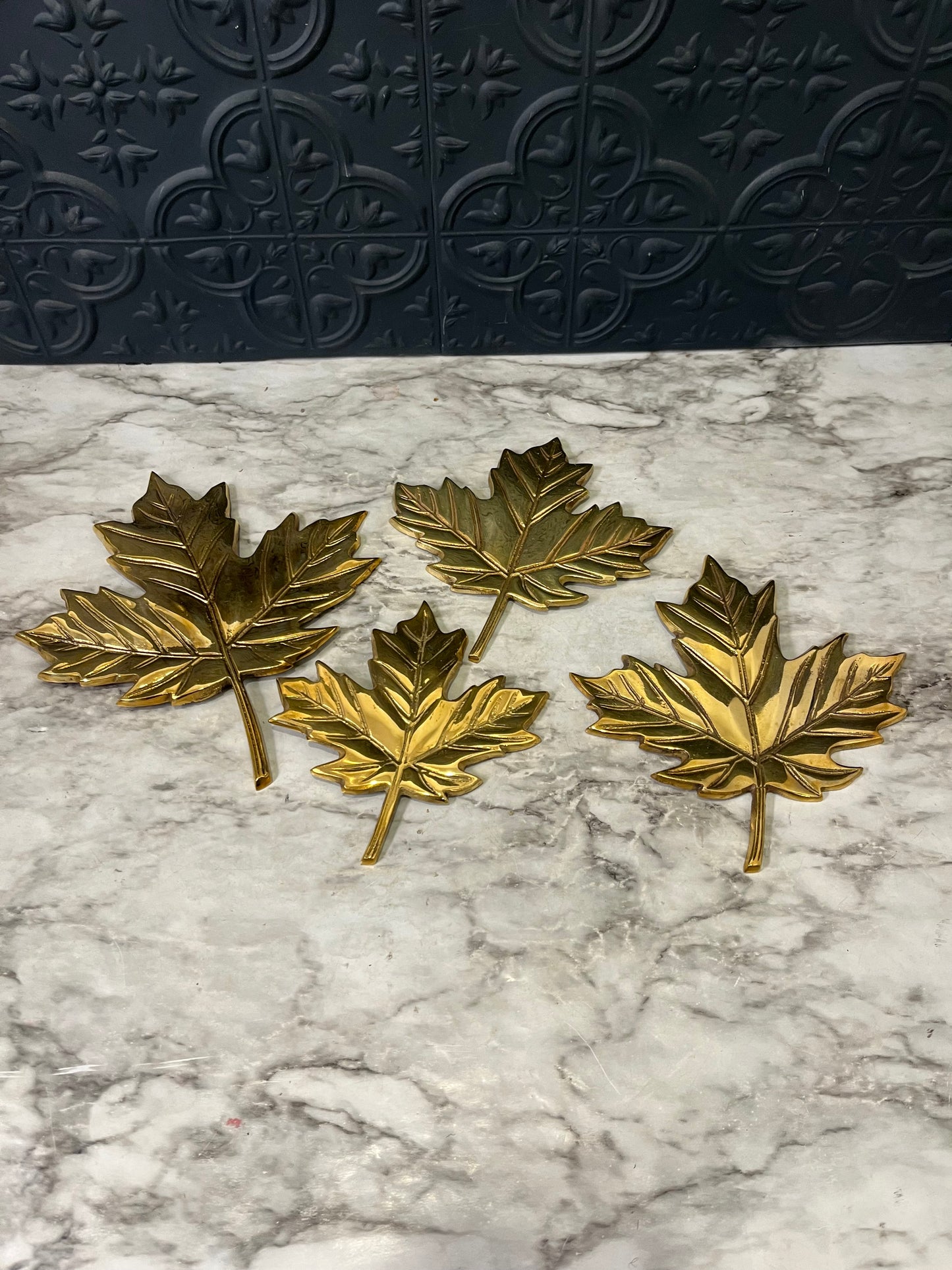 Set of 4 Brass Maple Leaves