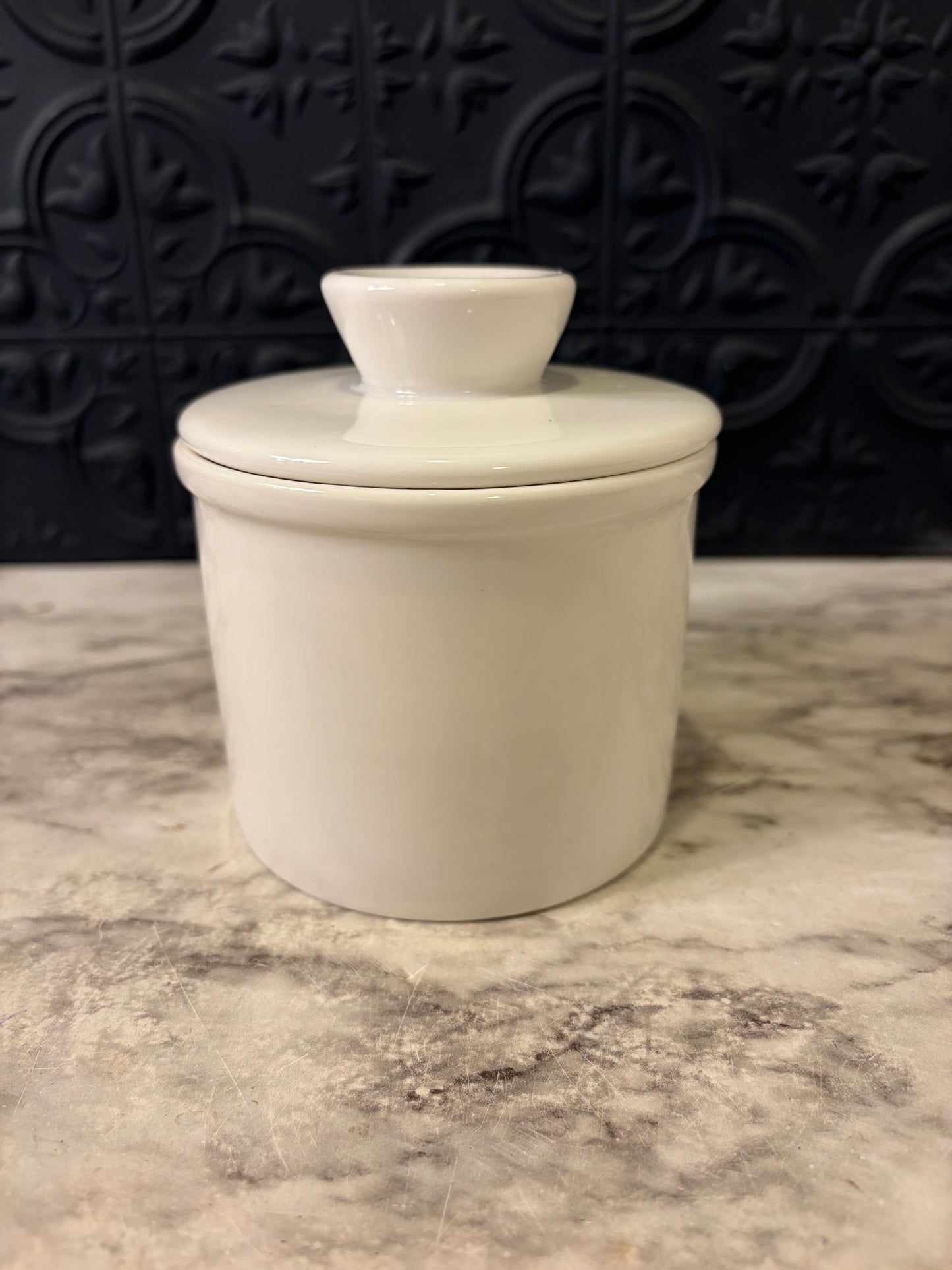 White Ceramic Butter Crock