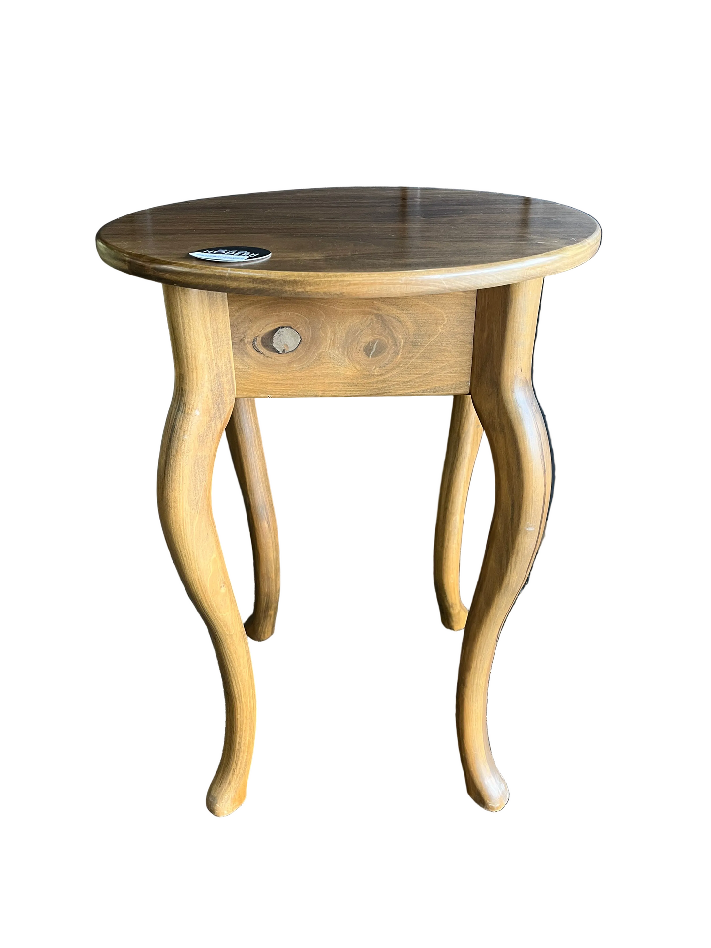 Round Wood Side Table Medium Tone