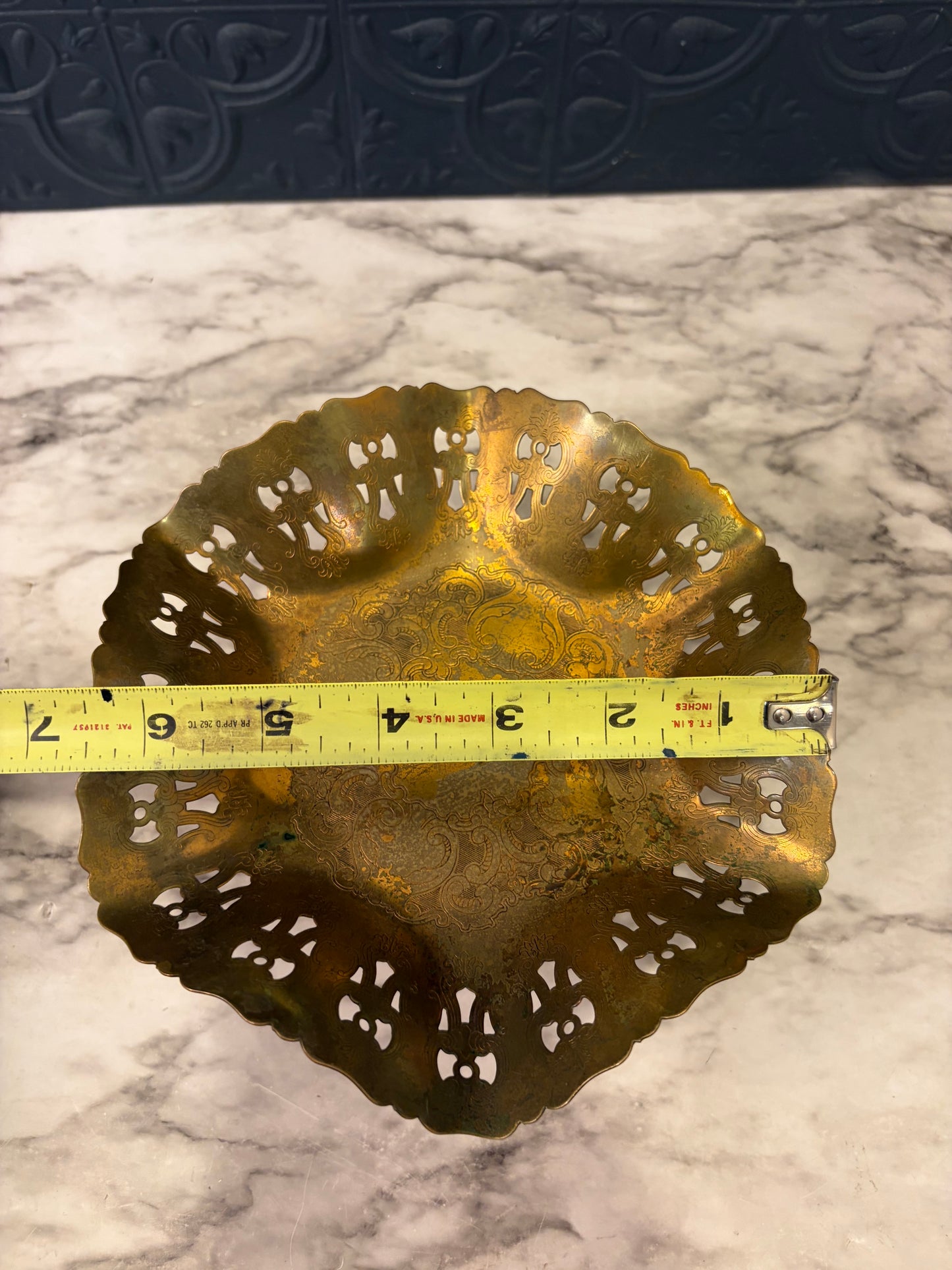 Golden Bronze Pedestal Bowl with cutouts