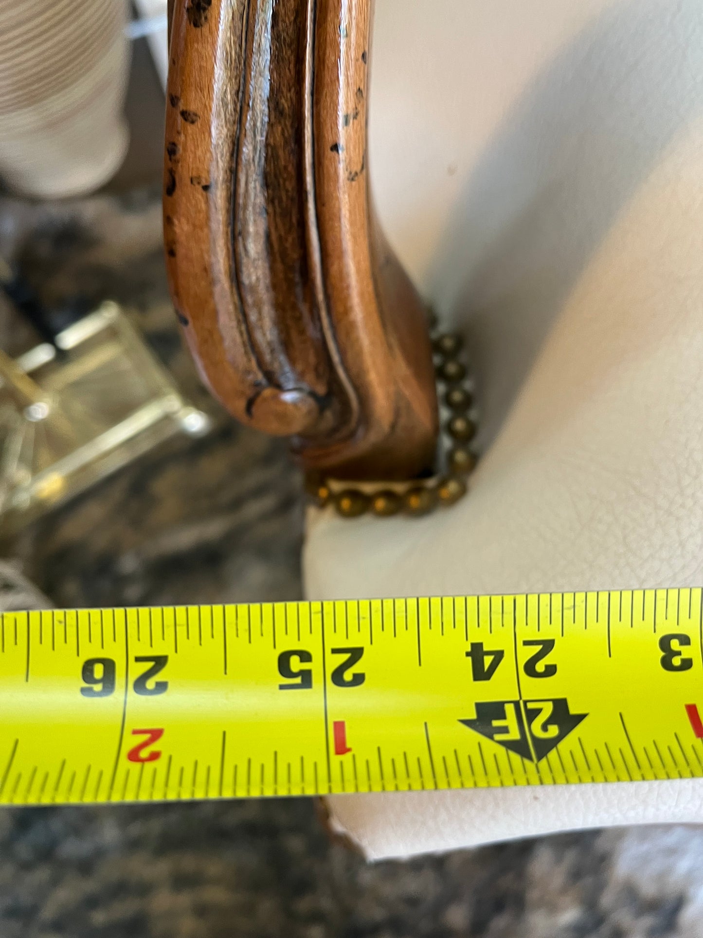 Cream Leather Chateau d'ax French style chair