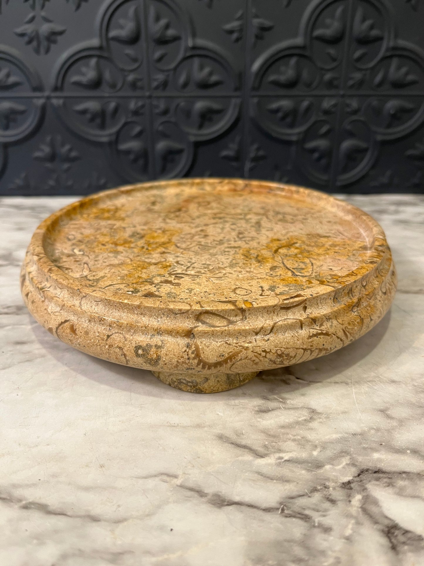Fossilized Stone Footed Plant Stand