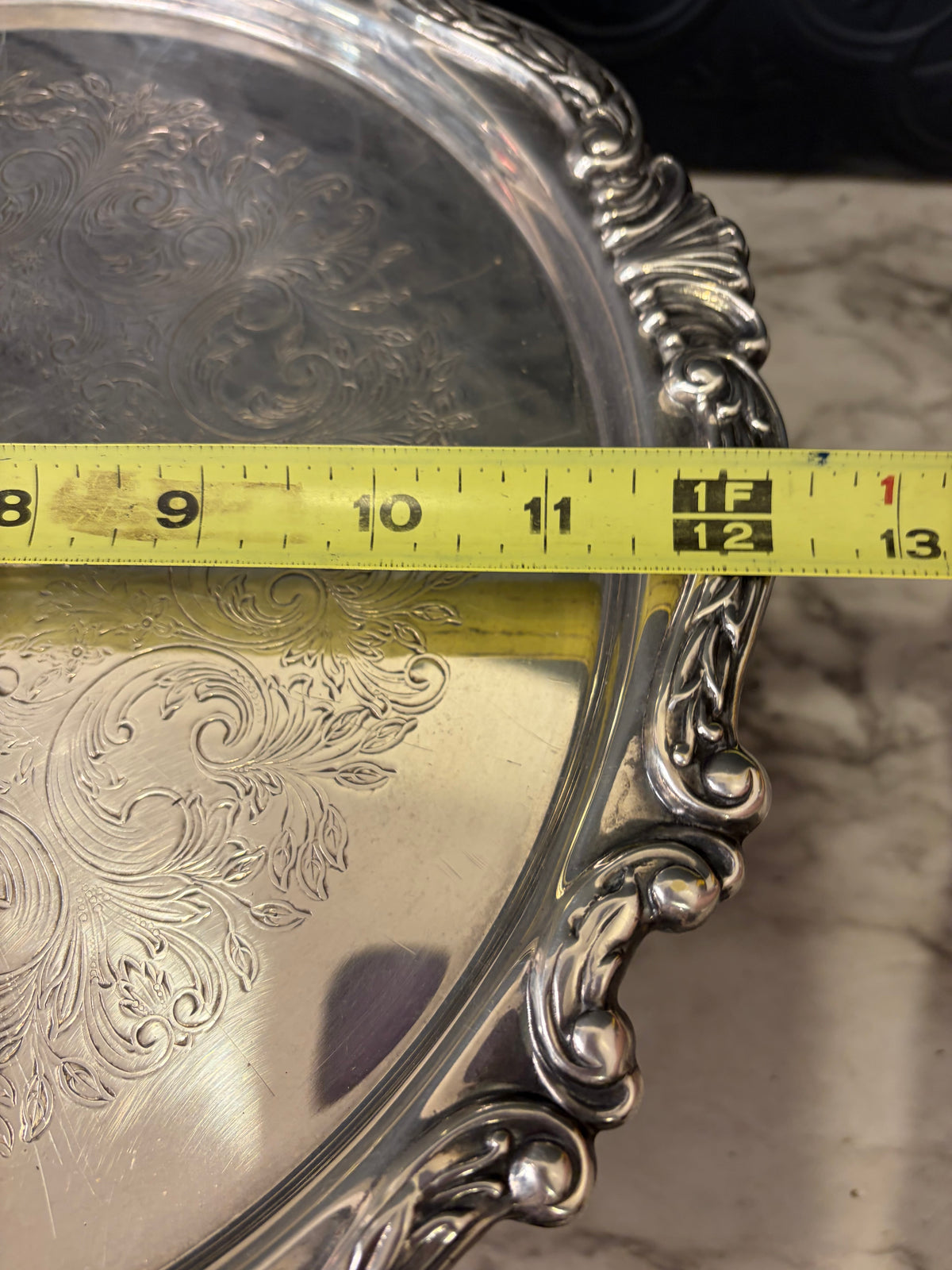 Silver Plated Pedestal Cake Stand Etched
