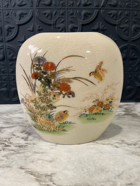 Otagiri Cream Vase with Quails