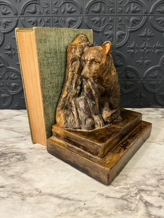 Single Bear Bookend Burnished Gold Tone