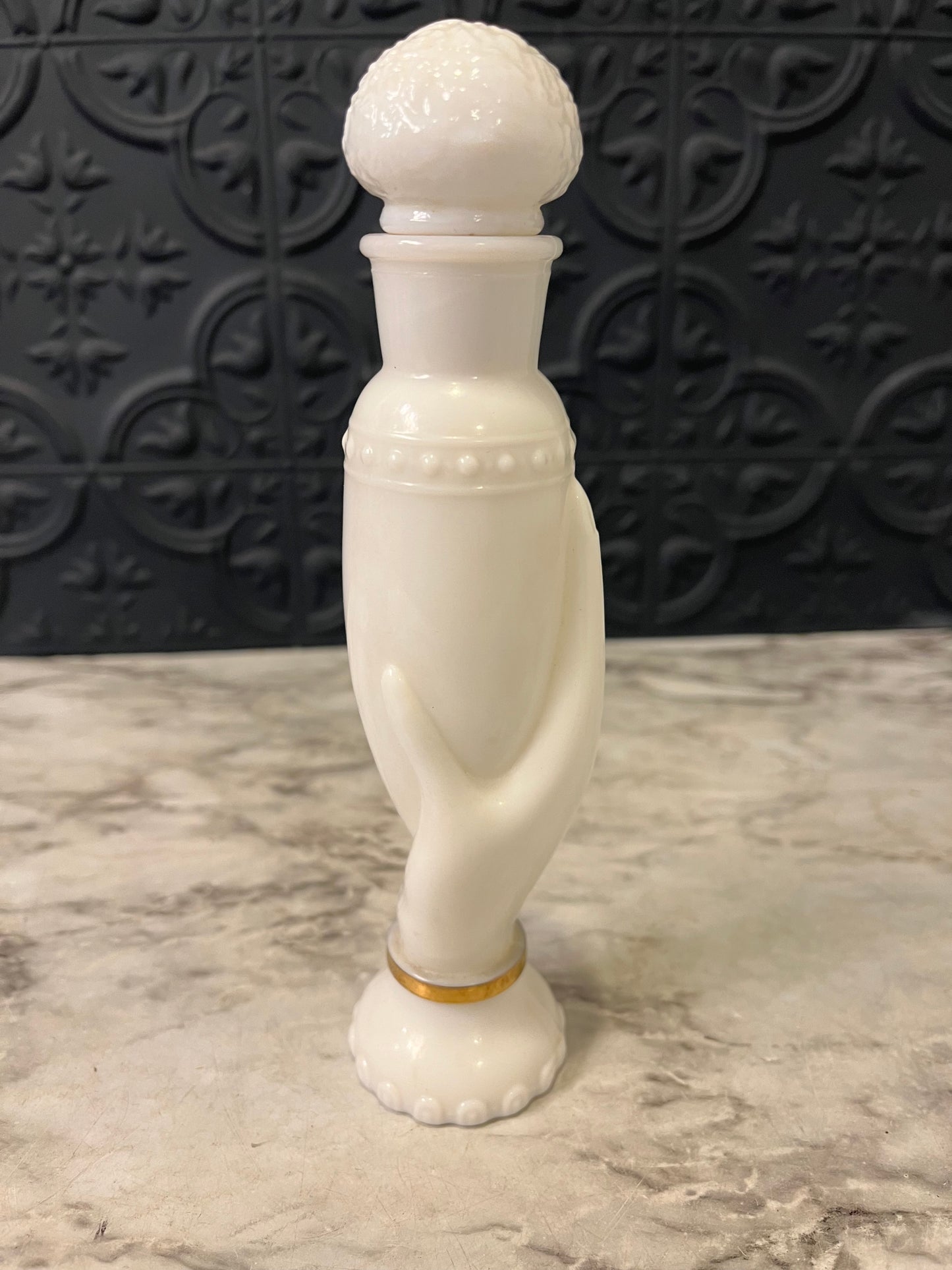 Avon Milk Glass Hand Perfume Bottle