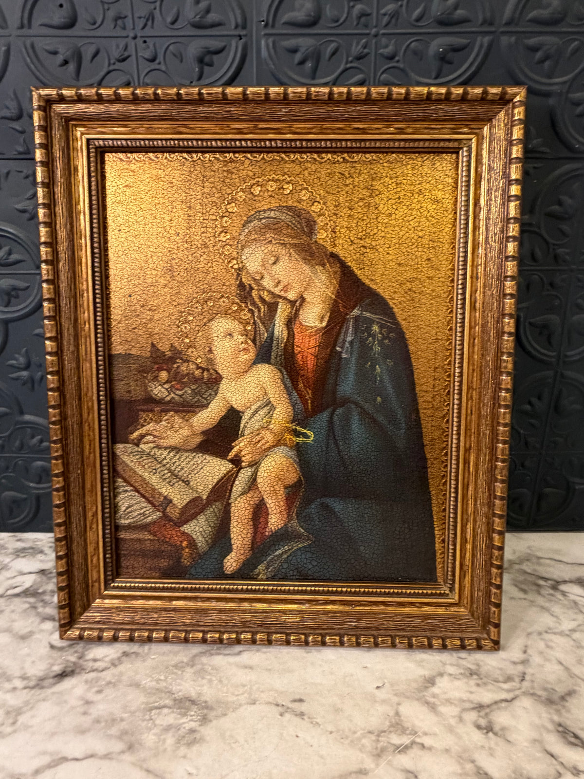 Botticelli's Madonna  In Gold Leaf From Italy Framed