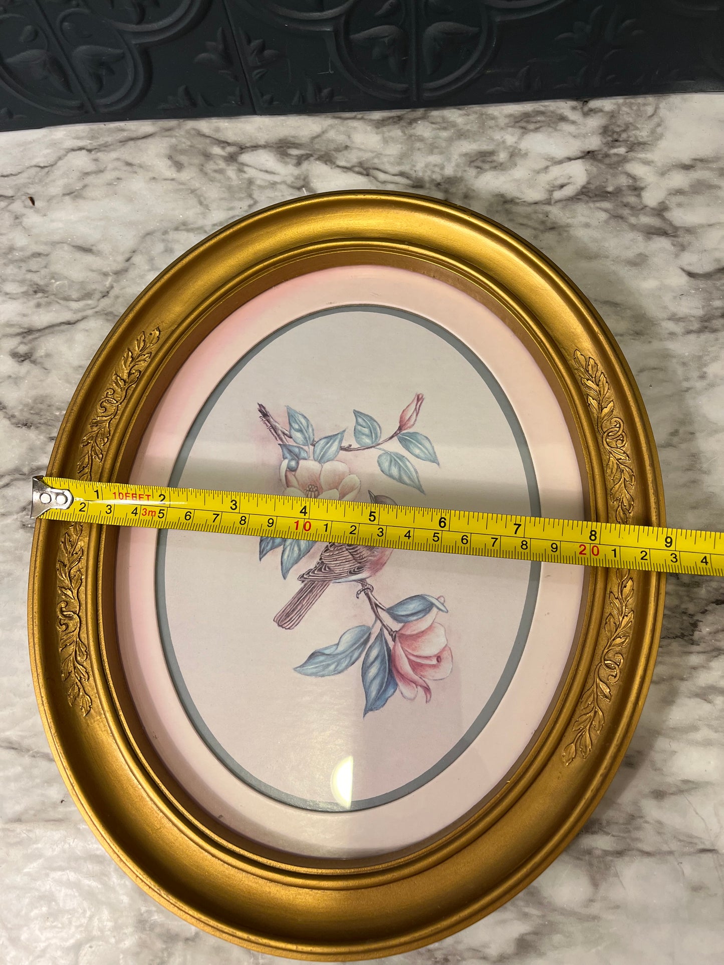 Homco Floral and Bird Oval Print
