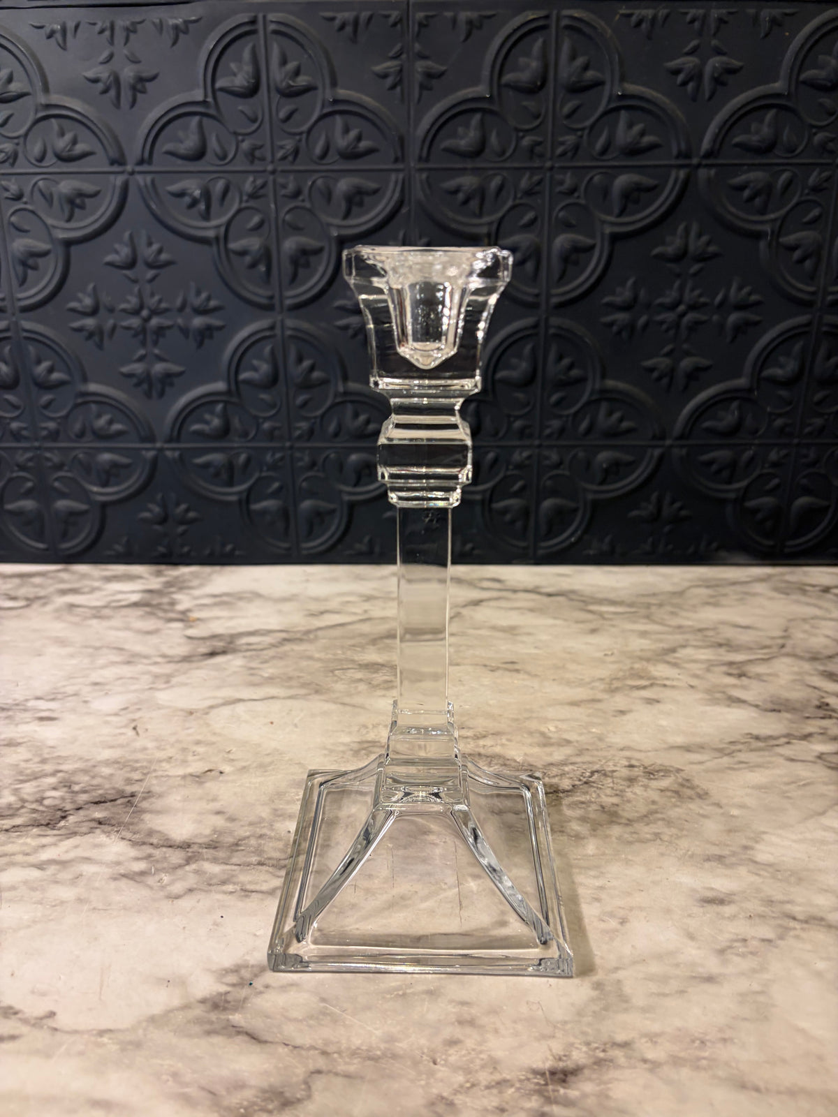 Crystal Square Candle Holder- Minor chip 8"