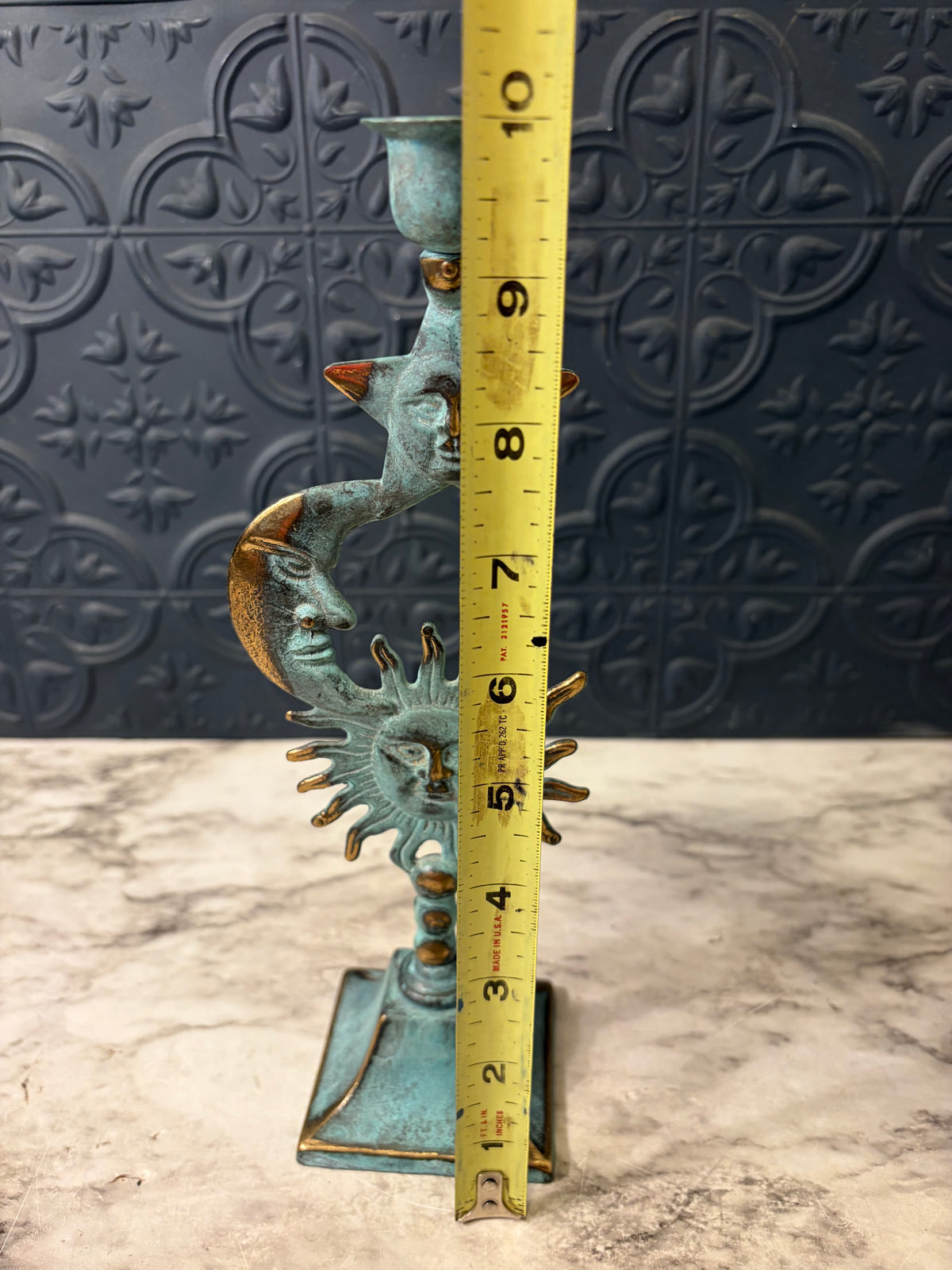 Brass Petina Sun Moon Star Candle Holder