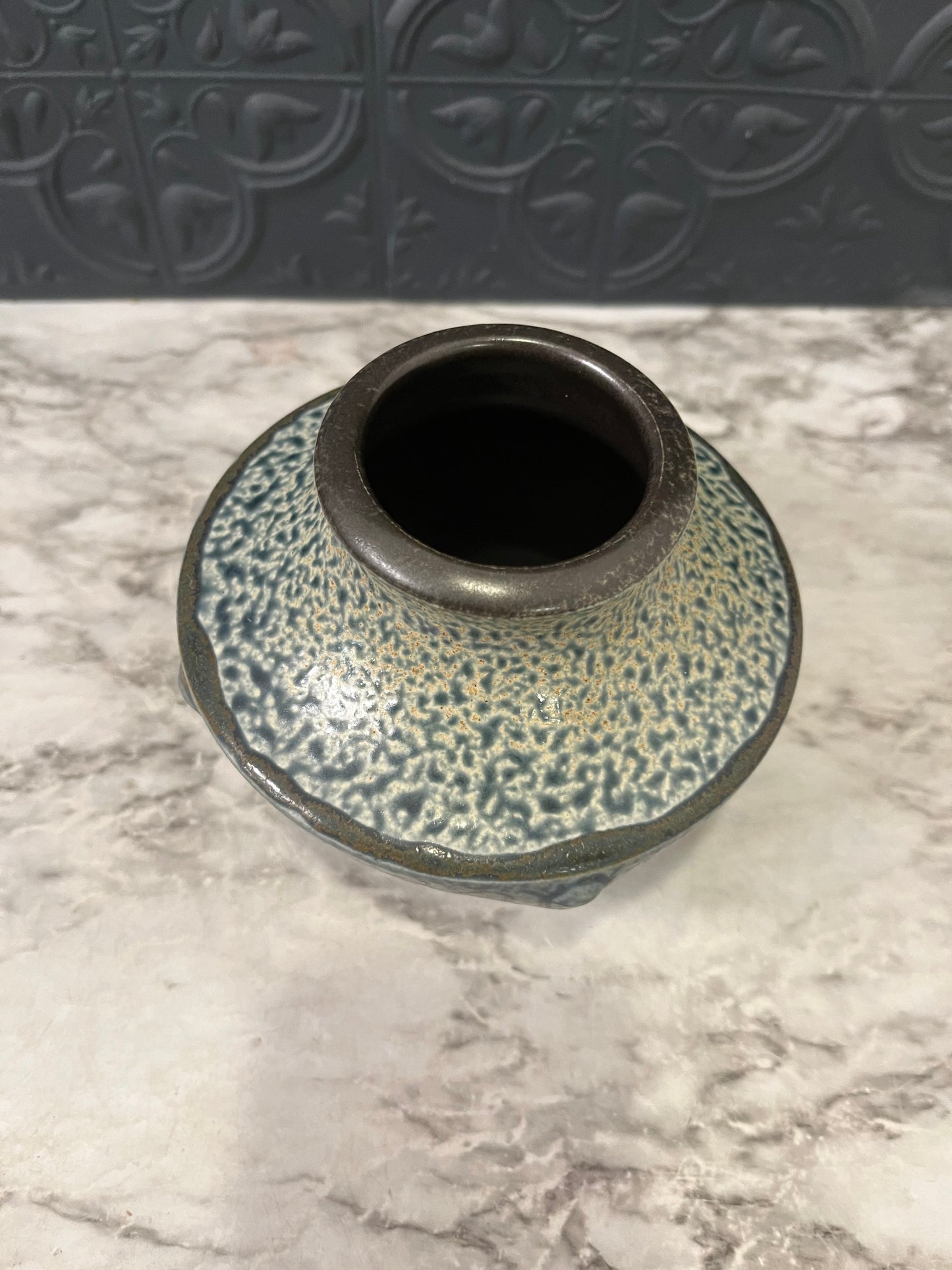 Frank Stofan Blue Drip Glazed Pottery vase