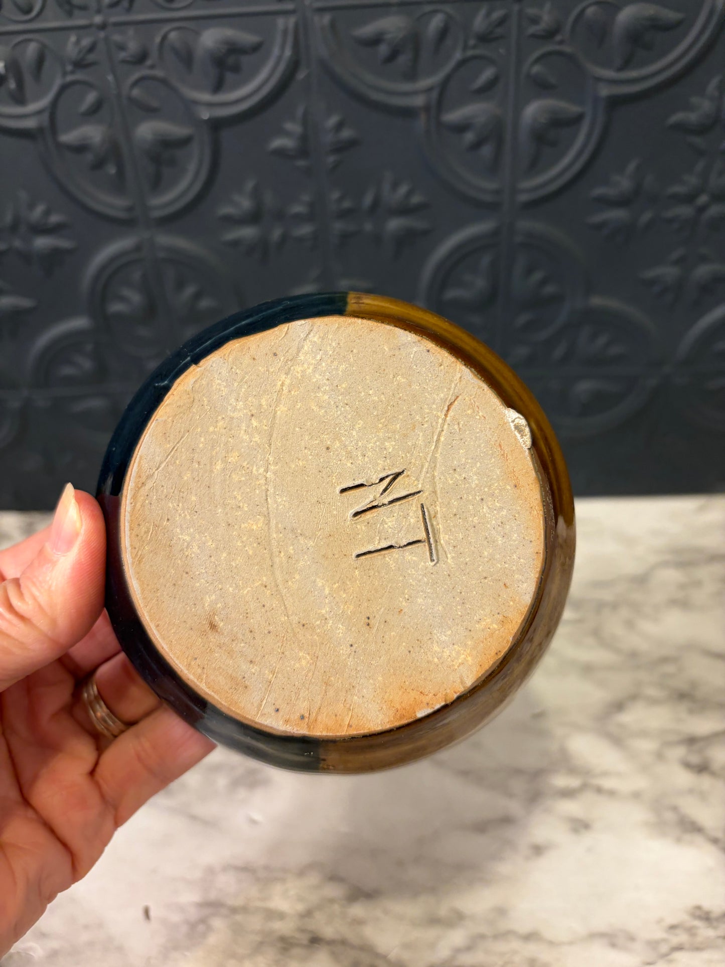 Brown and Blue Pottery Bowl NT