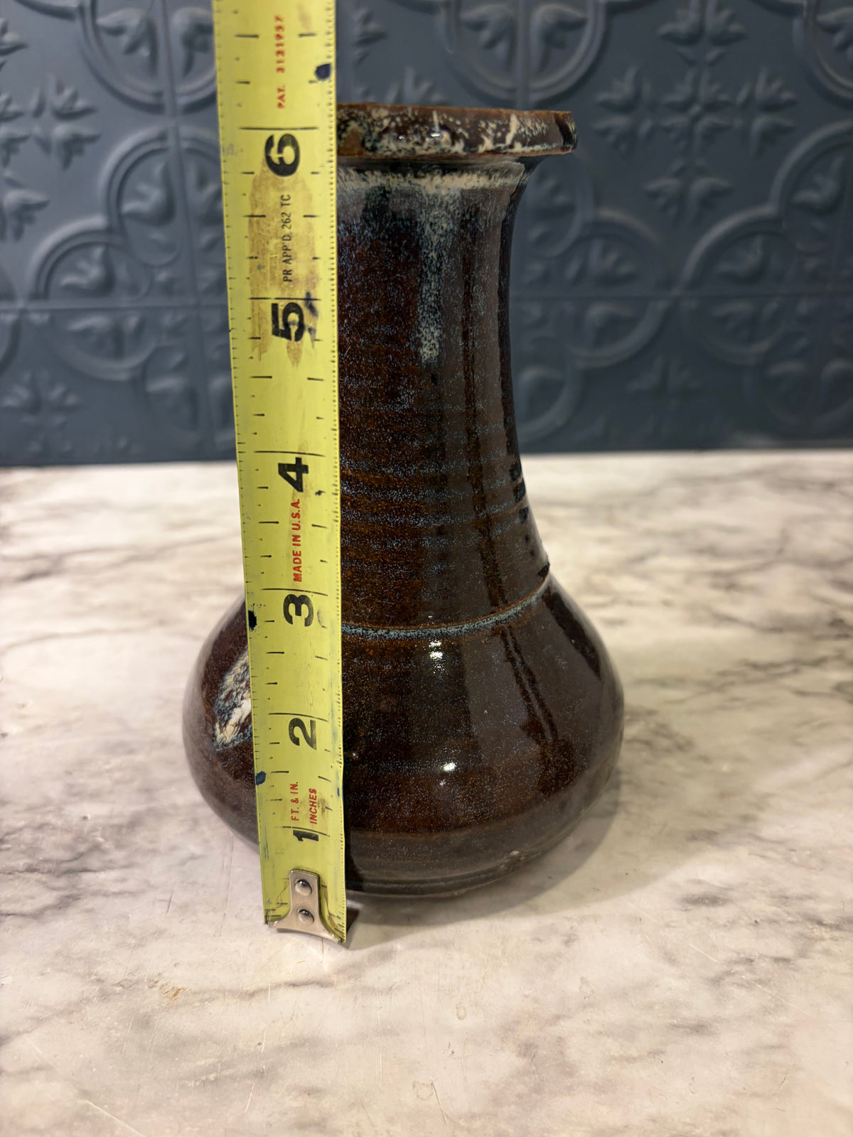 6" Terracotta Pottery Vse with Dark Brown Glaze