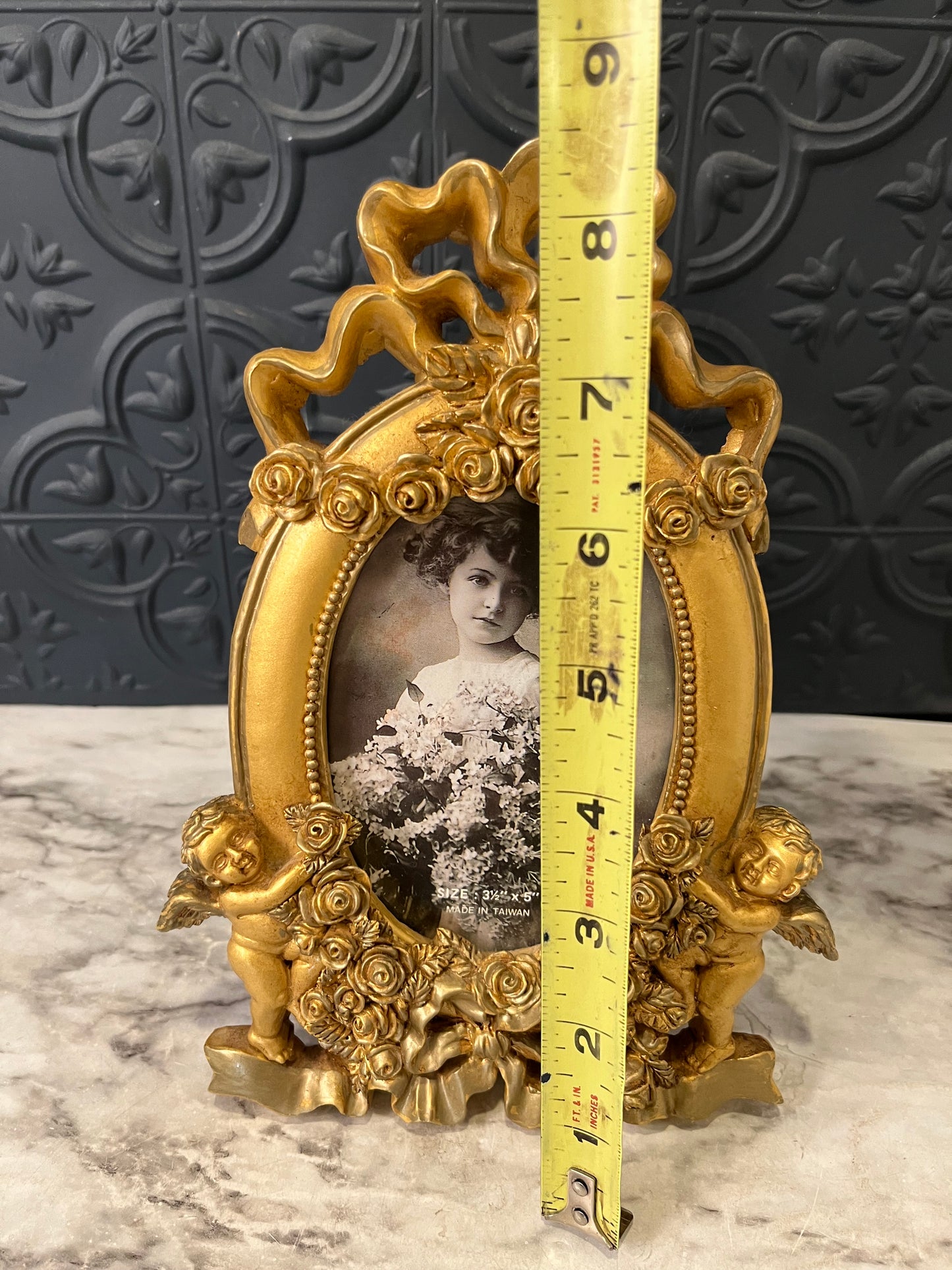 Gold Ornate Frame withe Cherubs and Bow