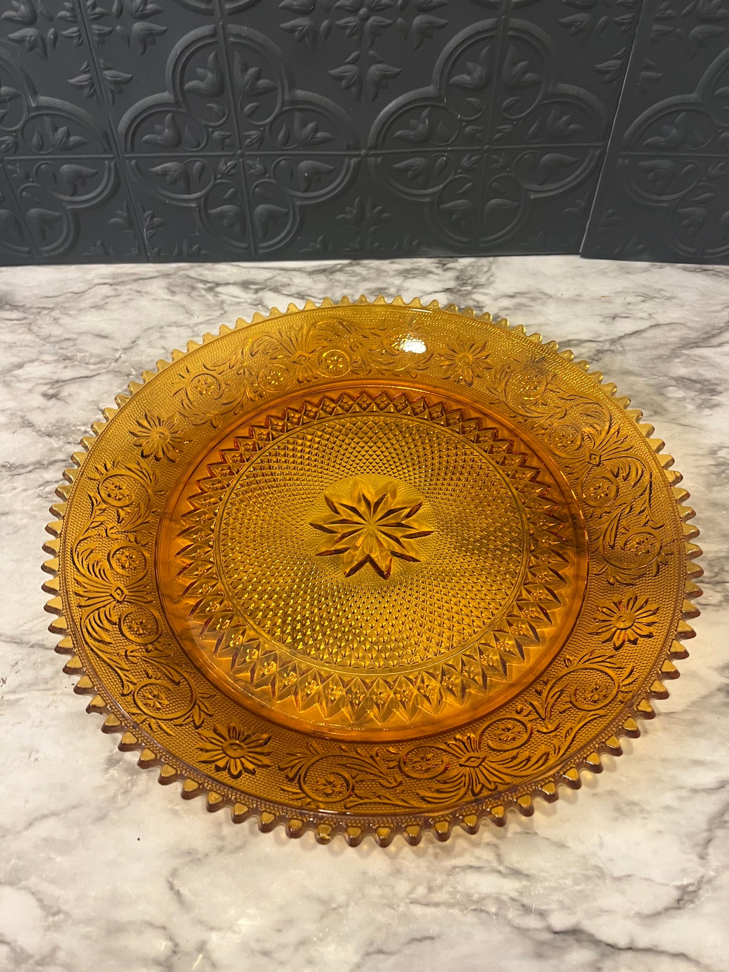 Amber Indiana Glass Tiara Platter