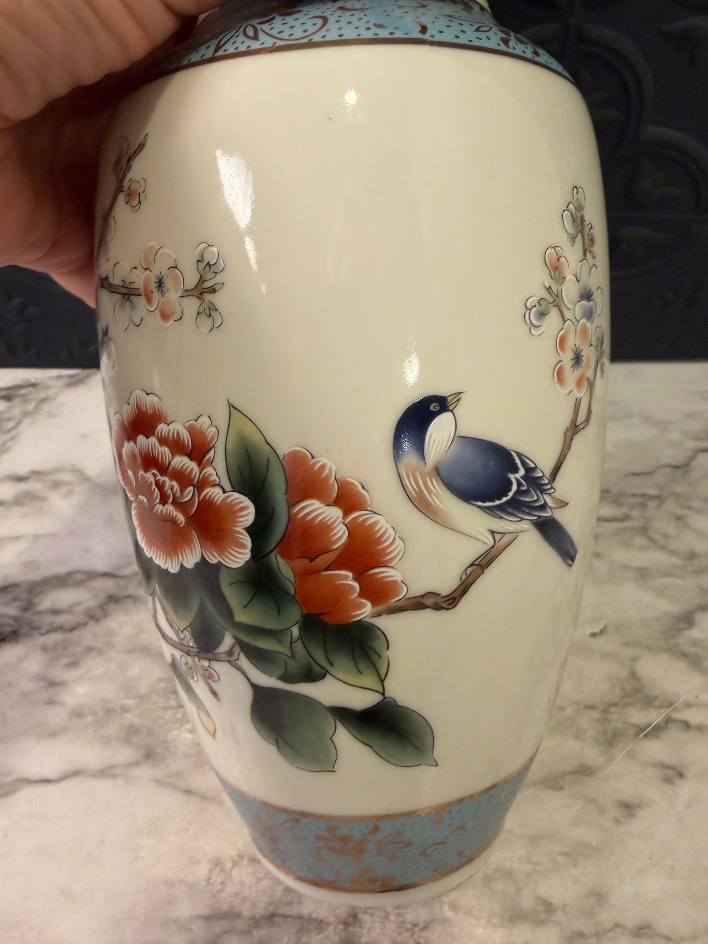 Asahi White Vase with Peonies