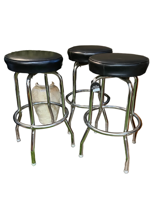 Black Vinyl Barstools x3