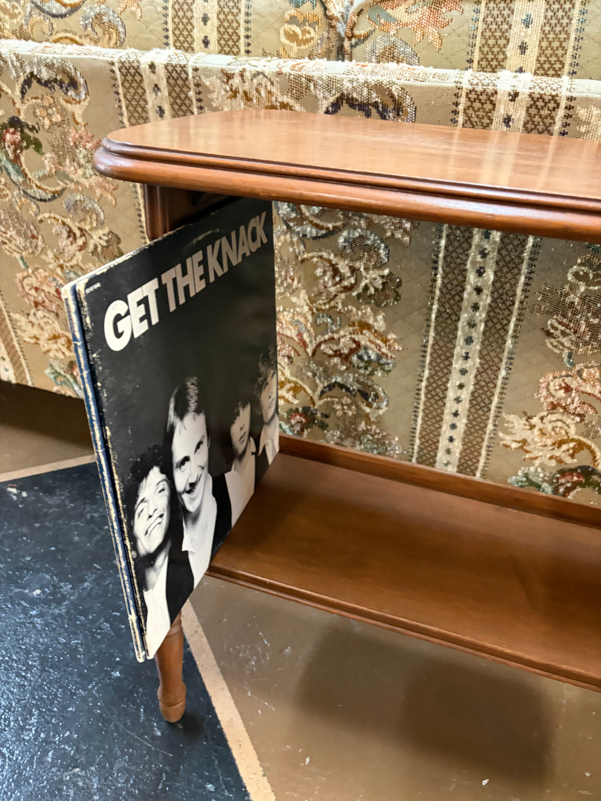 Vintage Rectangle Wood Table with Book ledge